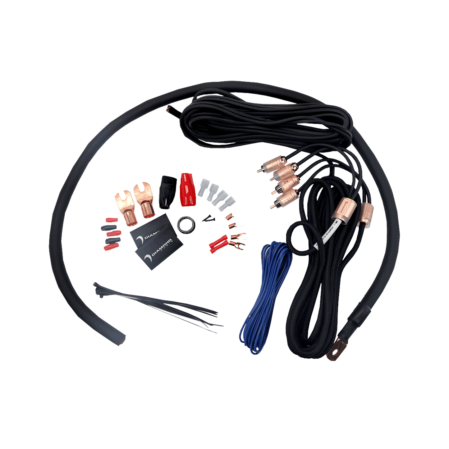 2-Channel 0 Gauge Amplifier Installation Kit W/ RCA Interconnect and 20 ft Speaker Cable - HX02