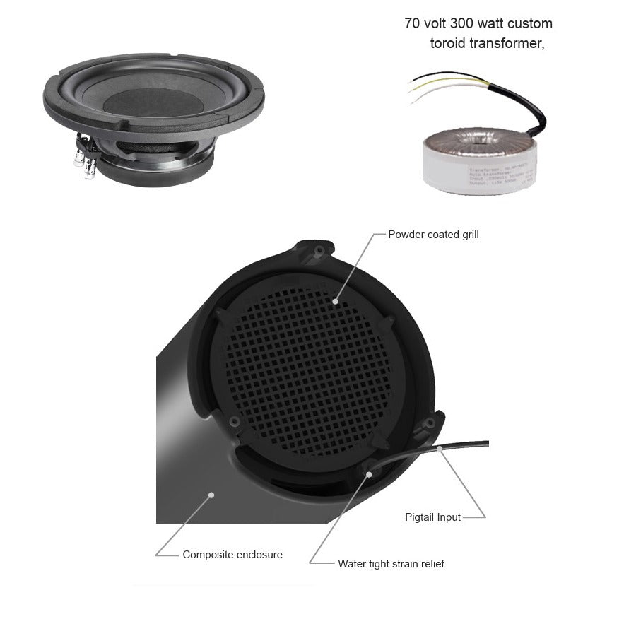 10in High Power HD Outdoor Subwoofer w-70v 300w Transformer