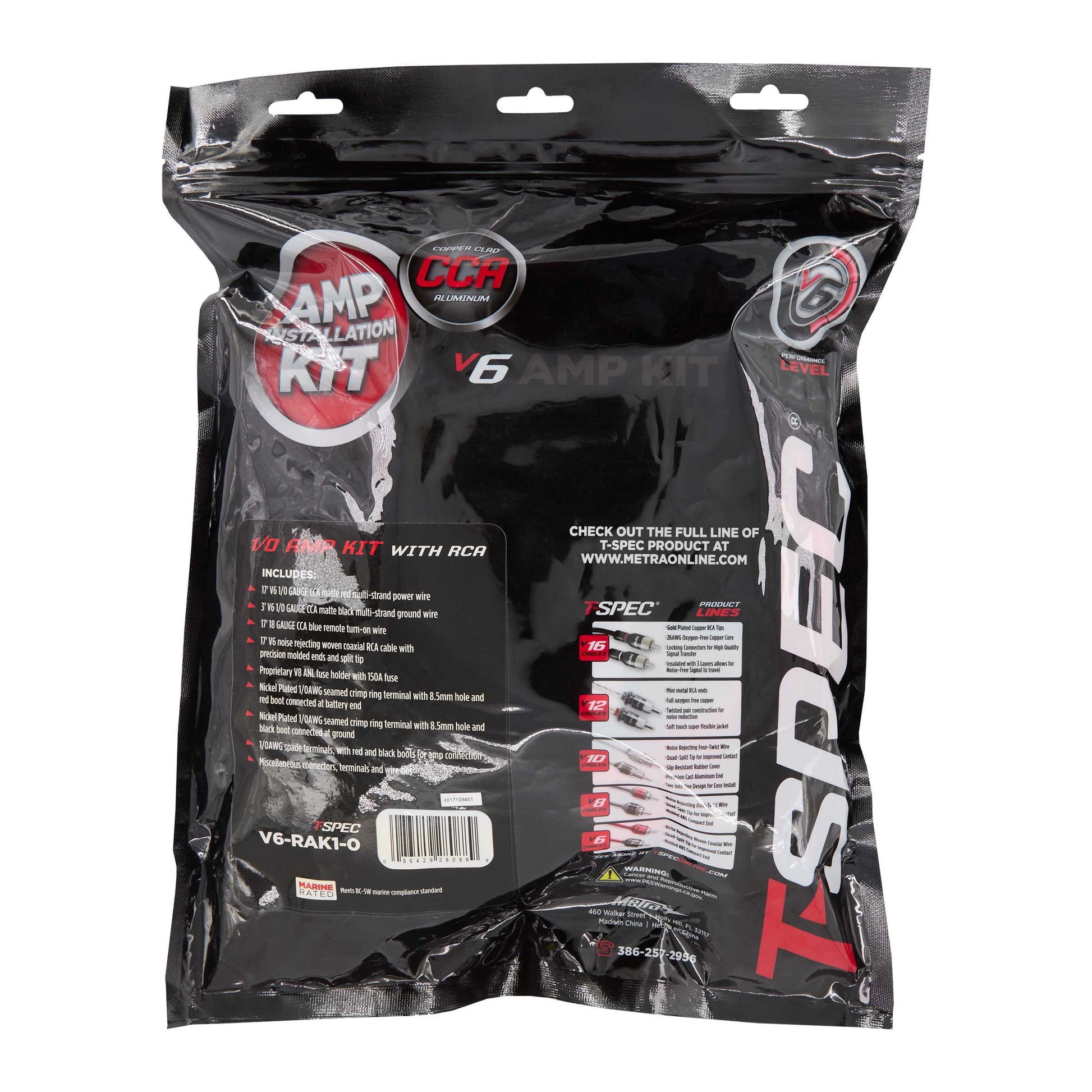 V6 Amp Kit with RCA | 1/0 AWG | 2400W