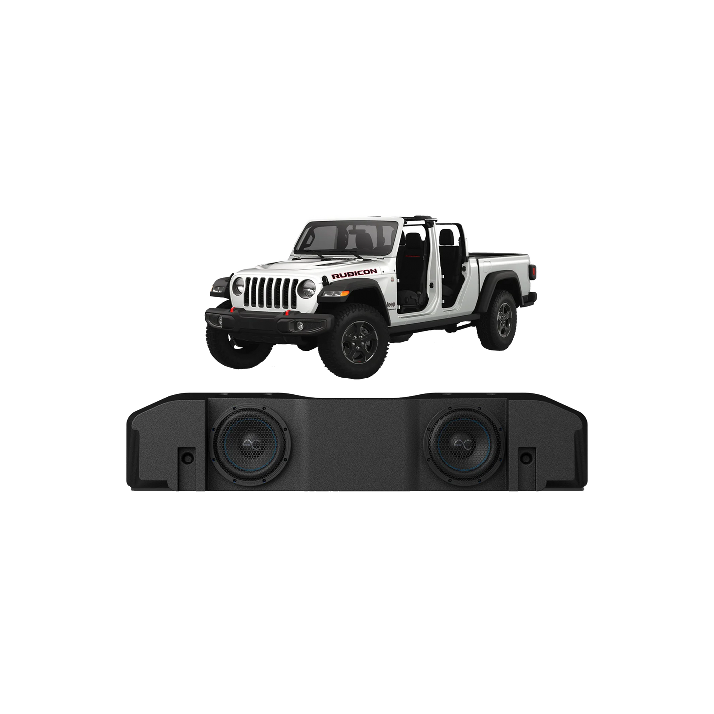 TXJTD8 Jeep Gladiator JT (2020-24) Under Seat Dual 8" Loaded Subwoofer Enclosure