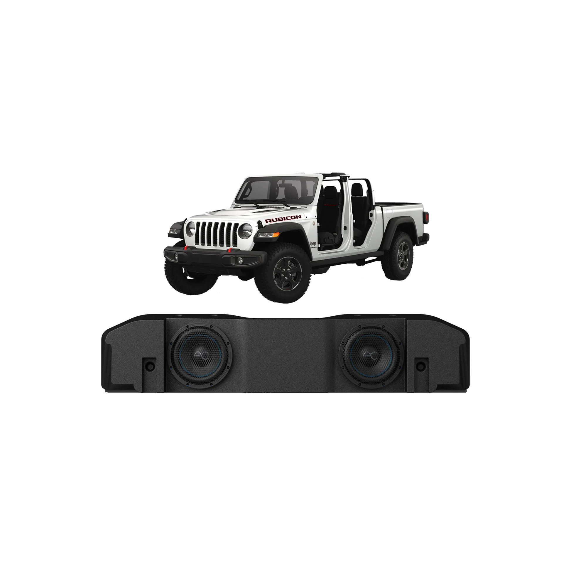 TXJTD8 Jeep Gladiator JT (2020-24) Under Seat Dual 8" Loaded Subwoofer Enclosure