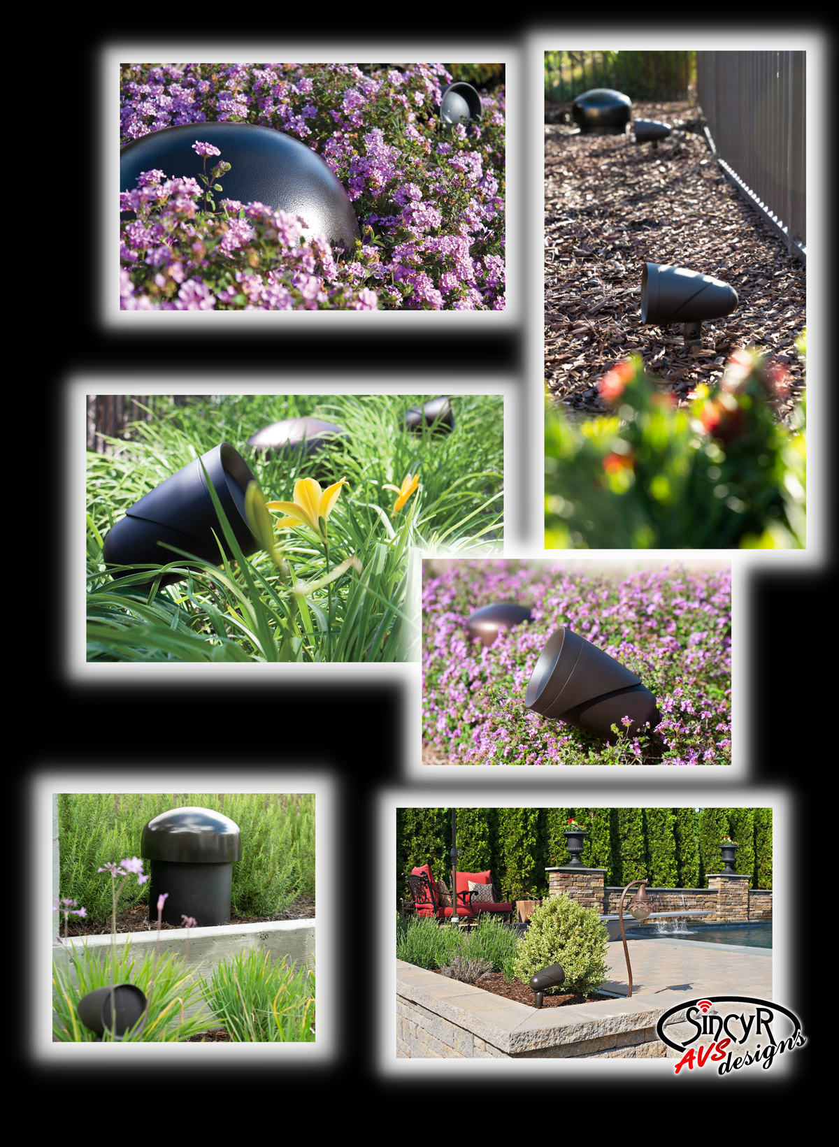 Layered outdoor satellite and subwoofer system