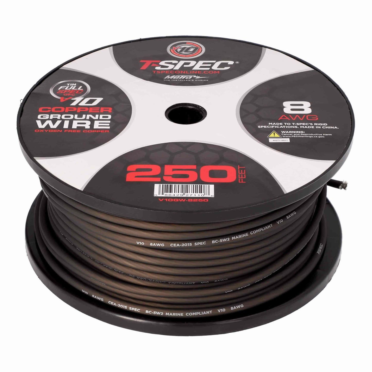V10 OFC Tinned Ground Wire | 8 AWG | 250 ft. | Black