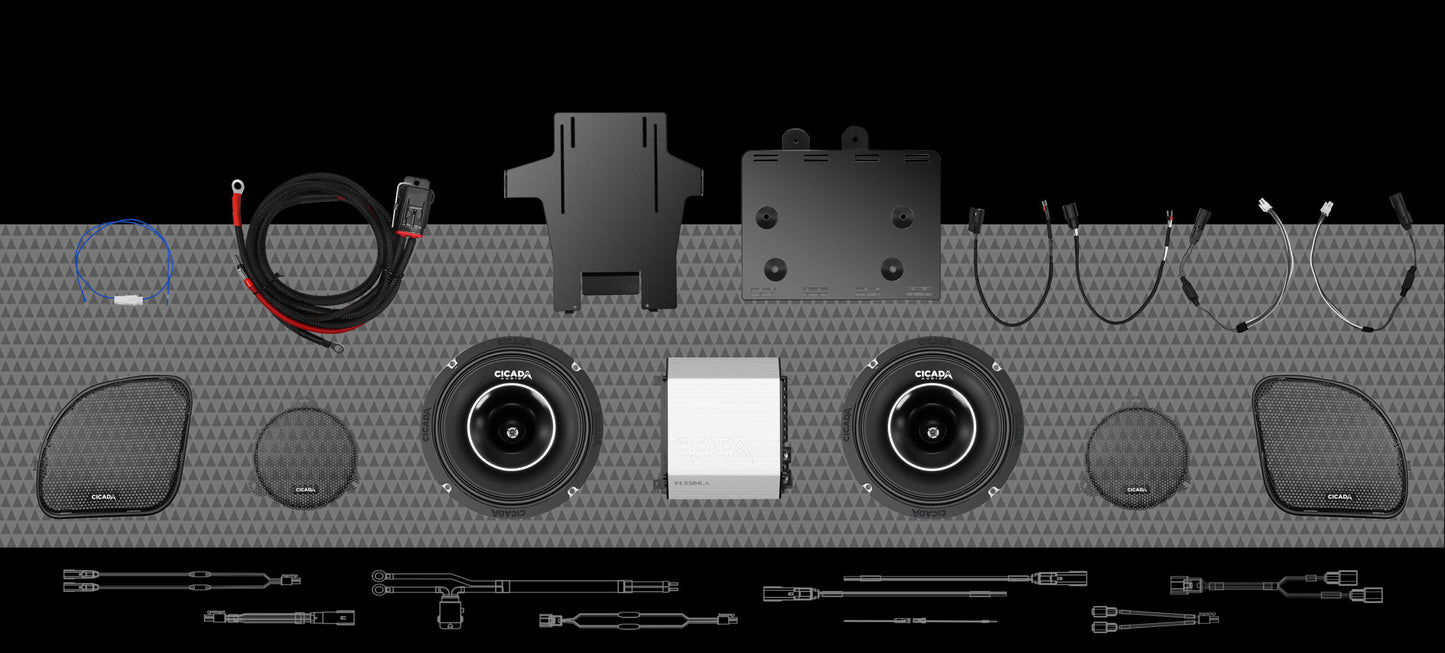 500w 4CH AMPLIFIER &amp; 2 COAXIAL HORN SPEAKER H-D® COMPLETE SYSTEM