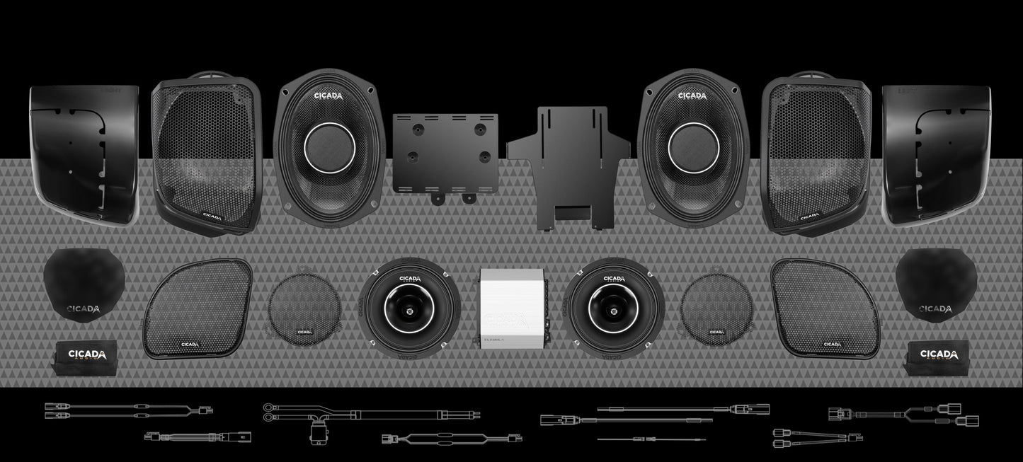 500w 4CH AMPLIFIER &amp; 4 COAXIAL HORN SPEAKER H-D® COMPLETE SYSTEM