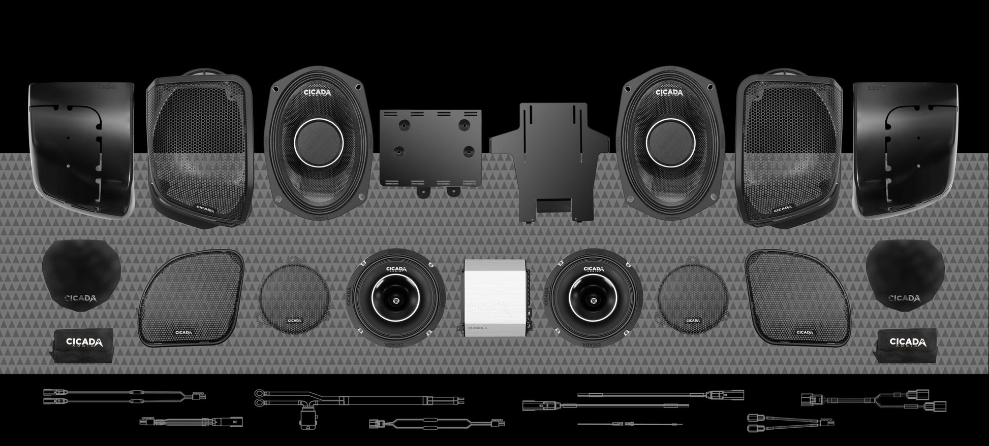 500w 4CH AMPLIFIER &amp; 4 COAXIAL HORN SPEAKER H-D® COMPLETE SYSTEM