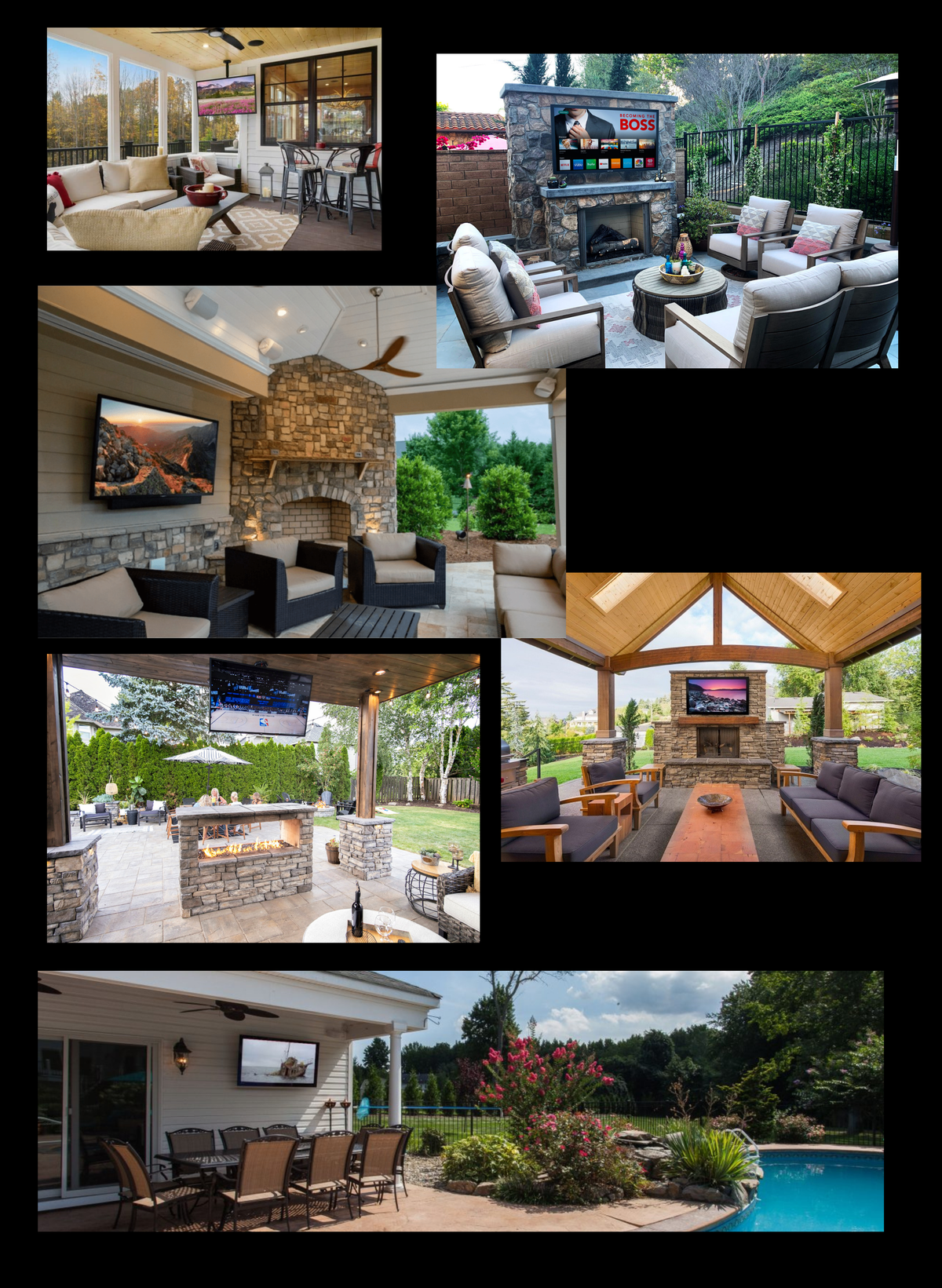 Outdoor television entertainment spaces