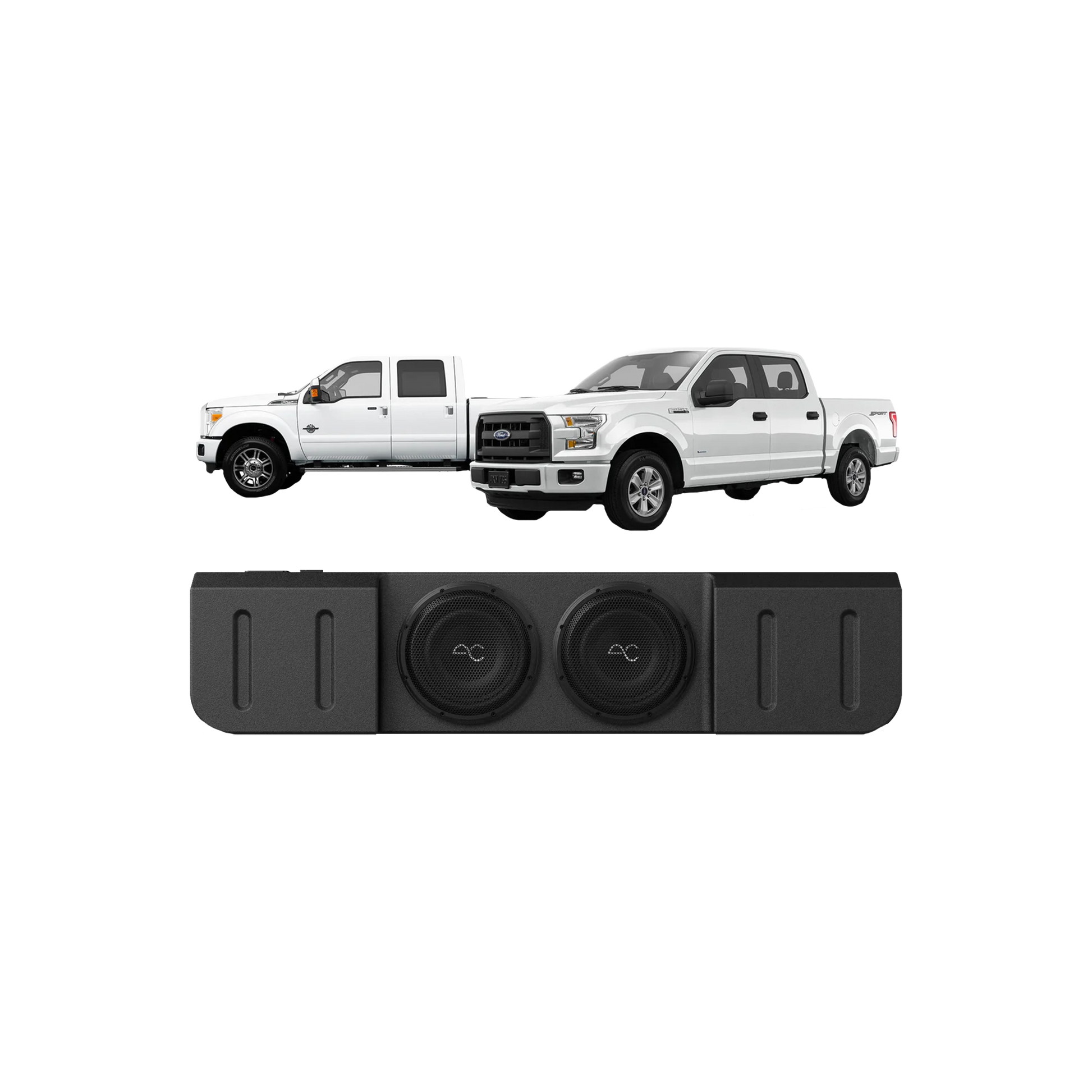 TXFF15D10 Ford F-150 (2015-23) / F-250/350 (2017+) Under Seat Dual 10" Loaded Subwoofer Enclosure