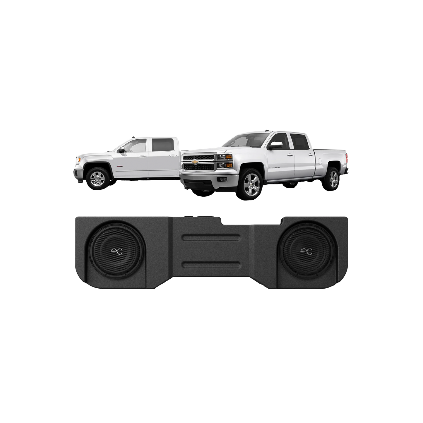 TXGM14D10 Chevy Silverado/GMC Sierra (2014-18) Under Seat Dual 10" Loaded Subwoofer Enclosure