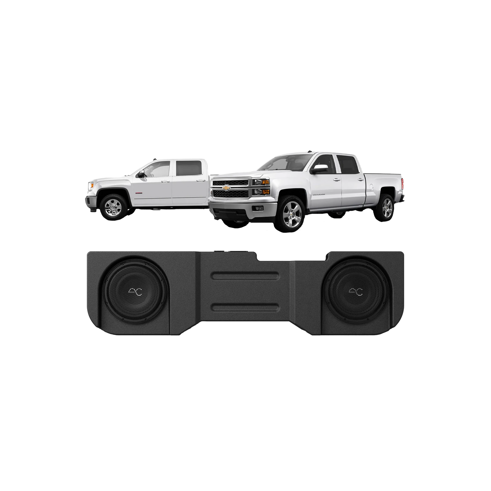 TXGM14D10 Chevy Silverado/GMC Sierra (2014-18) Under Seat Dual 10" Loaded Subwoofer Enclosure