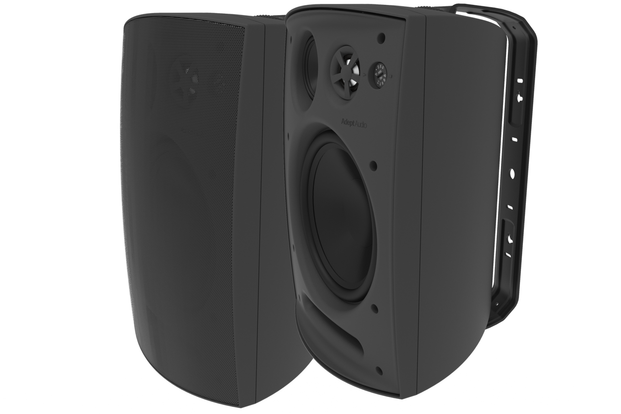 Adept Audio IO80B 8" Black 3-Way Surface-Mount Indoor/Outdoor Speakers
