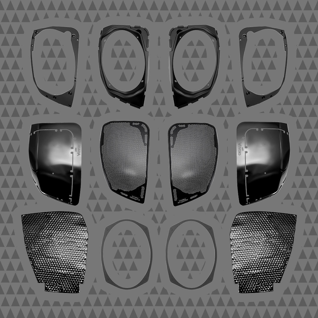 500w 4CH AMPLIFIER &amp; 4 PRO COAXIAL HORN SPEAKER H-D® ROAD GLIDE® COMPLETE SYSTEM