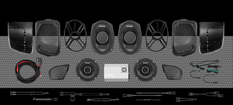 1400w 4CH AMPLIFIER &amp; 4 PRO COAXIAL HORN SPEAKER H-D® ROAD GLIDE® COMPLETE SYSTEM