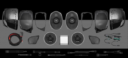 500w 4CH AMPLIFIER &amp; 4 PRO COAXIAL HORN SPEAKER H-D® ROAD GLIDE® COMPLETE SYSTEM