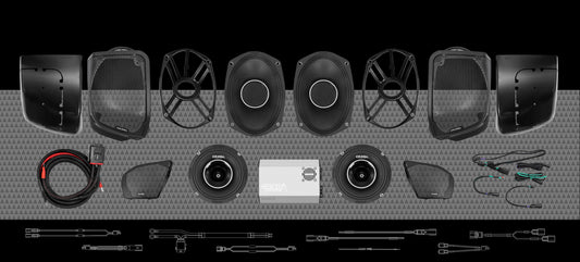1400W 4CH DSP AMPLIFIER &amp; 4 COAXIAL HORN SPEAKER H-D® ROAD GLIDE® COMPLETE STSTEM