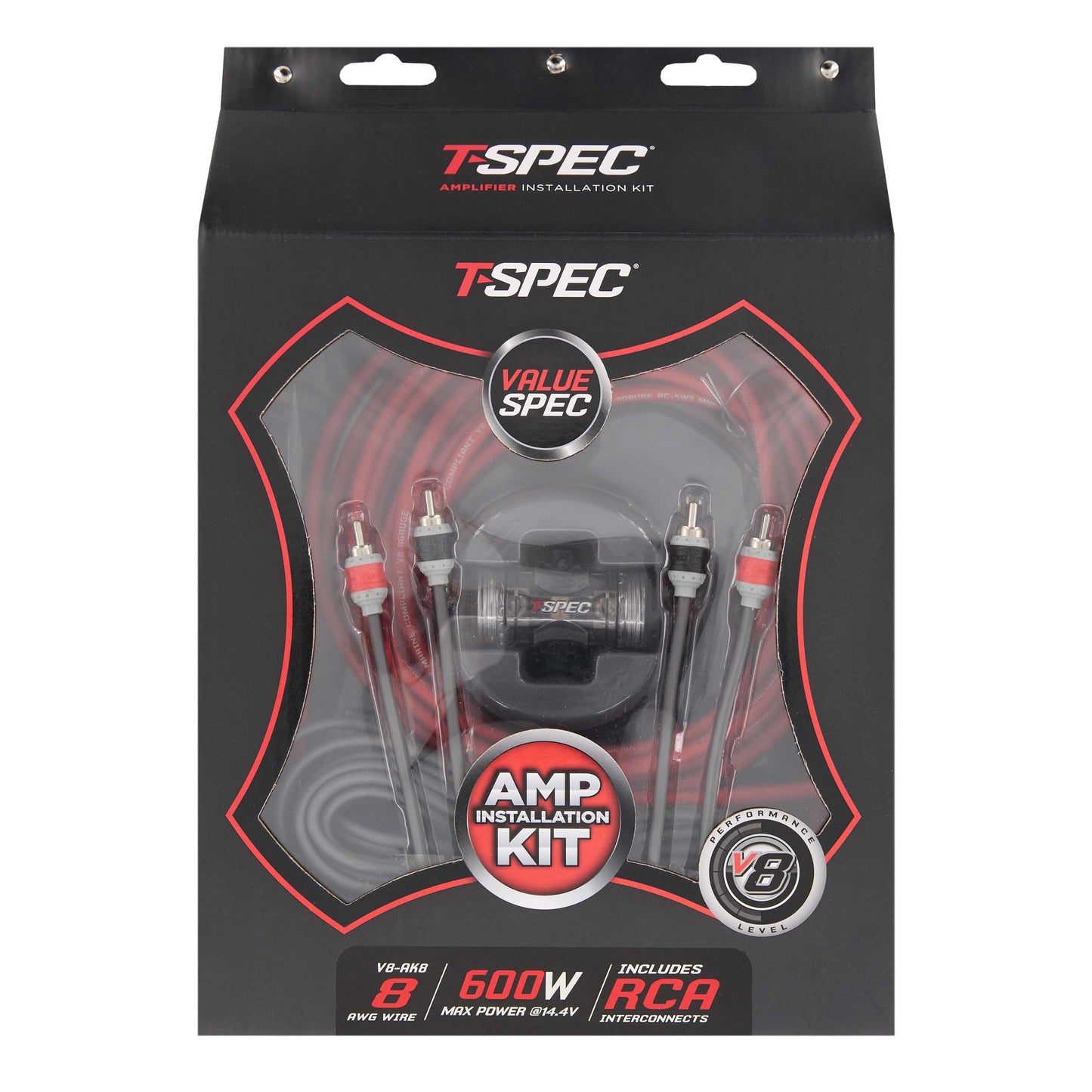 V8 OFC Amp Kit with RCA | 8 AWG | 600W