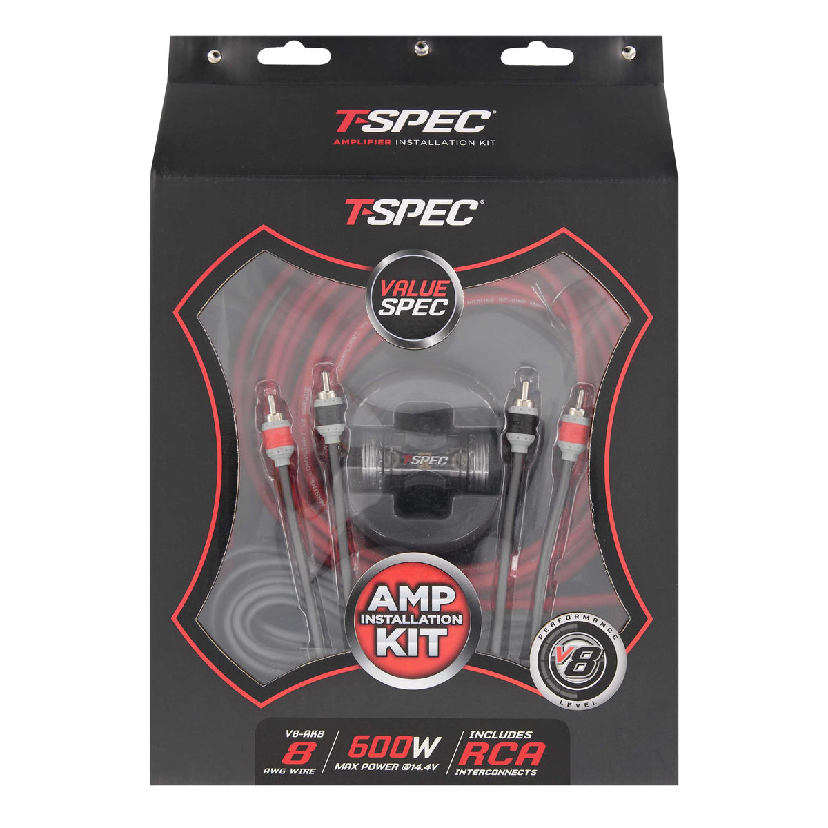 V8 OFC Amp Kit with RCA | 8 AWG | 600W