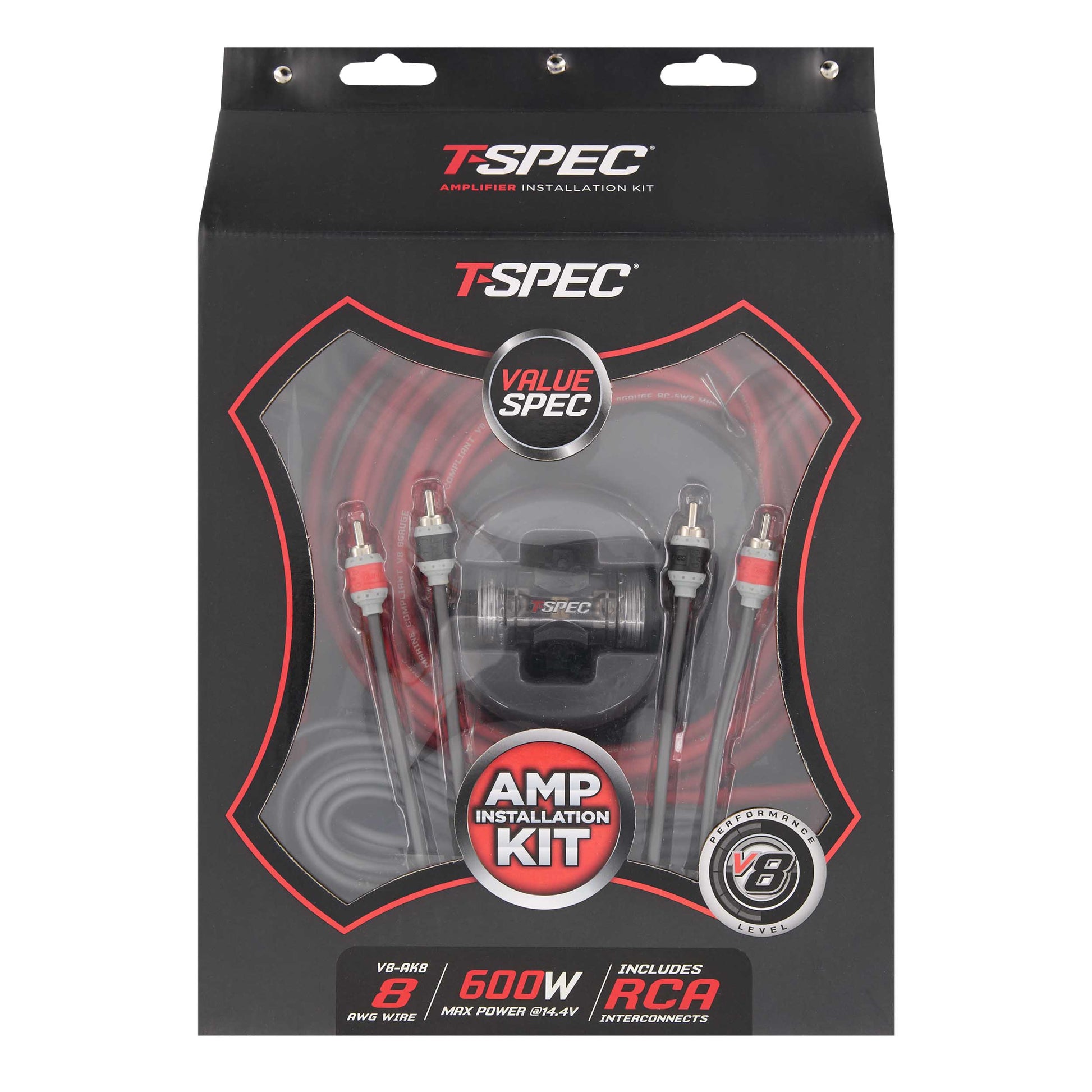V8 OFC Amp Kit with RCA | 8 AWG | 600W
