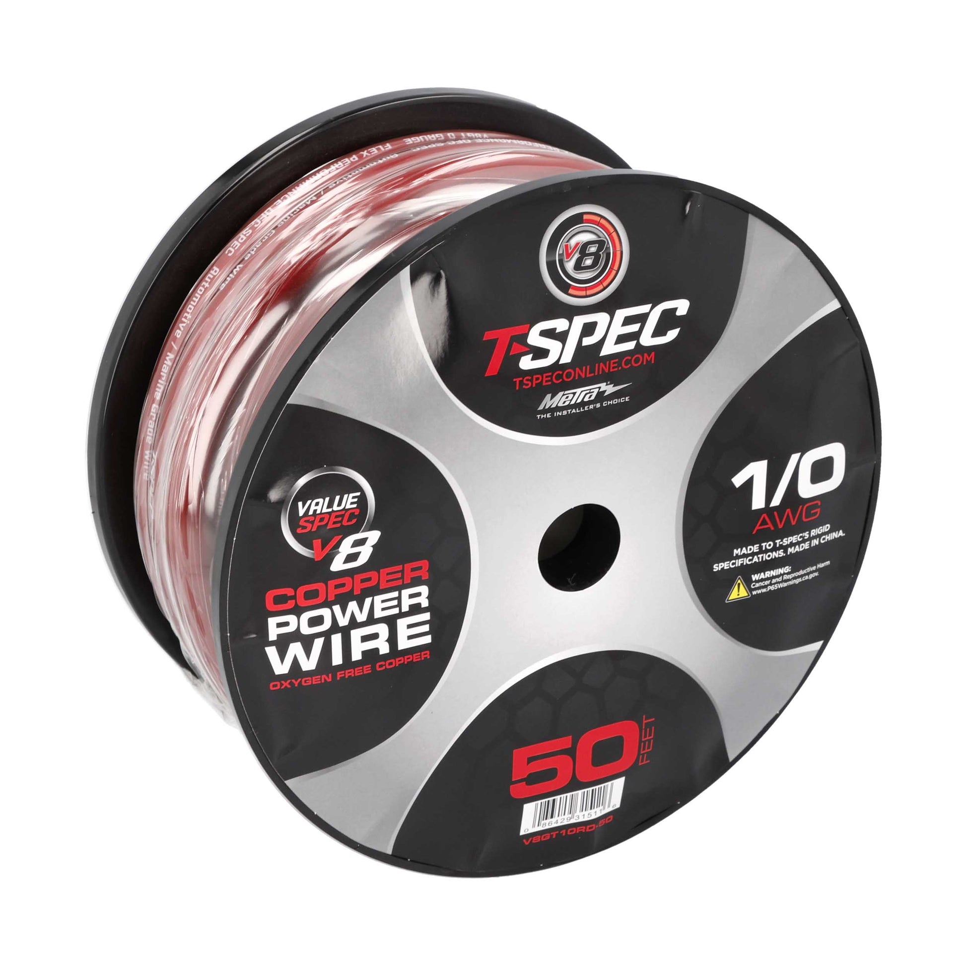 V8GT OFC Power Wire | 1/0 AWG | 50 ft. | Red