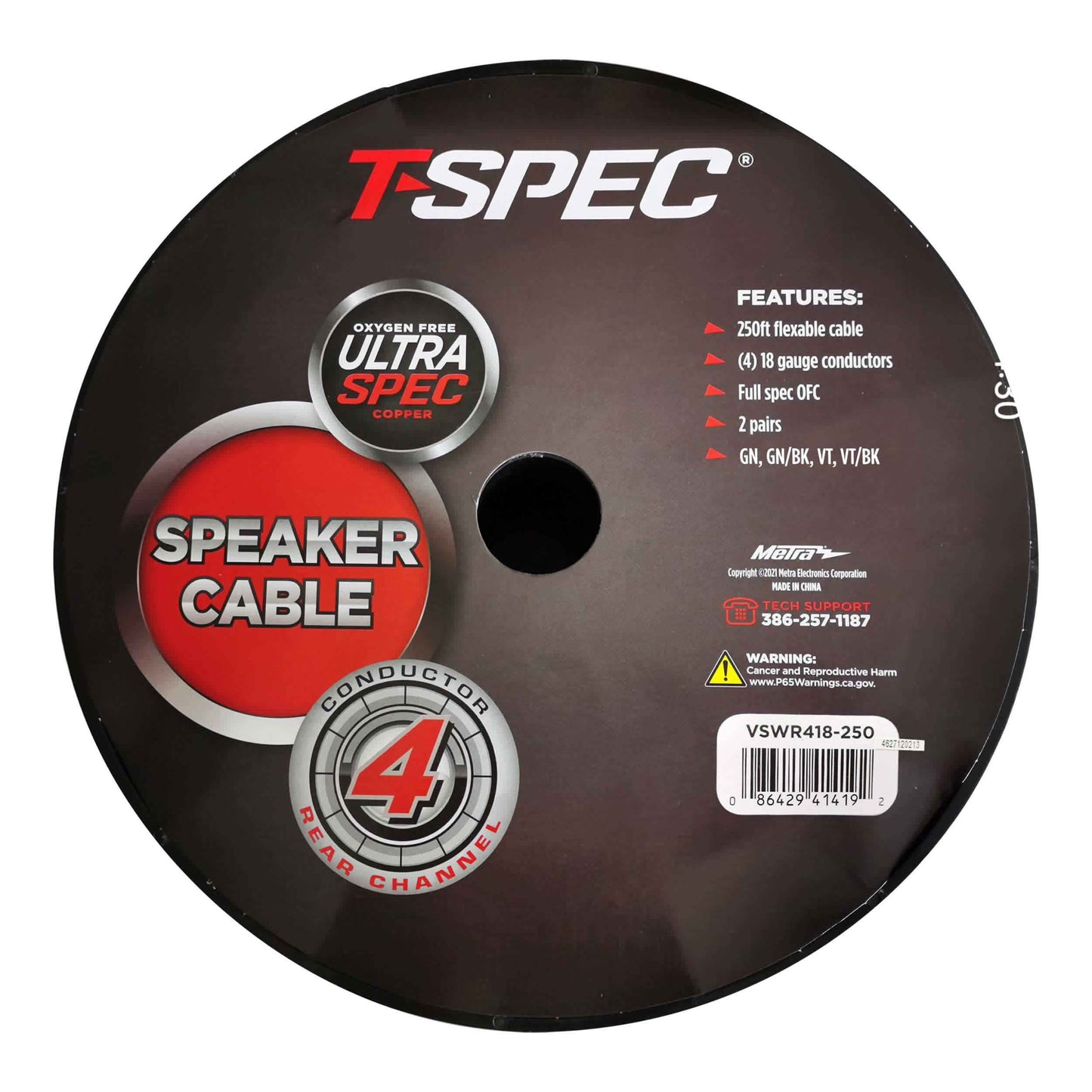 Rear Channel Speaker Cable | 4 Conductor | 18 GA | 250 ft.