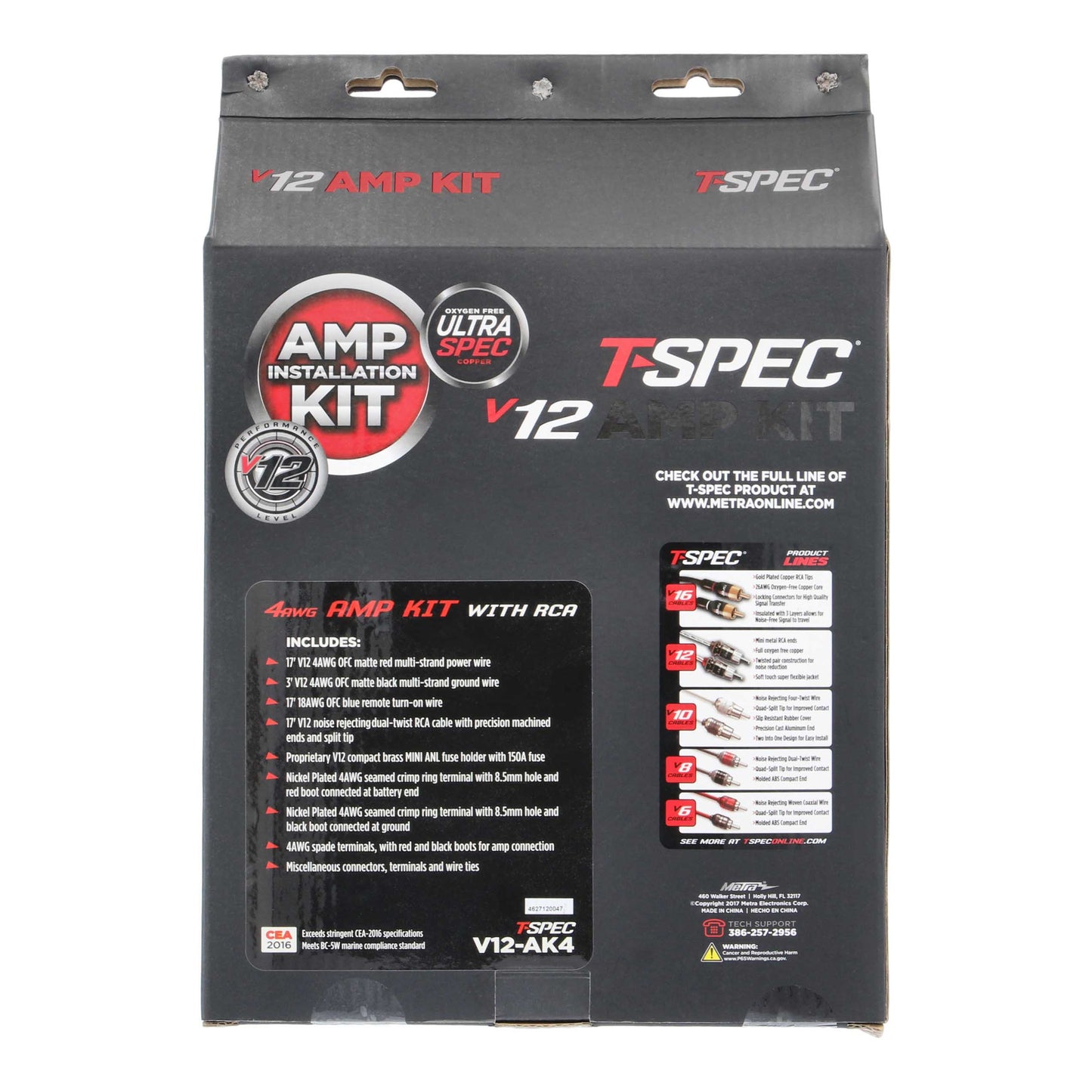 V12 Amp Kit with RCA | 4 AWG | 2400W