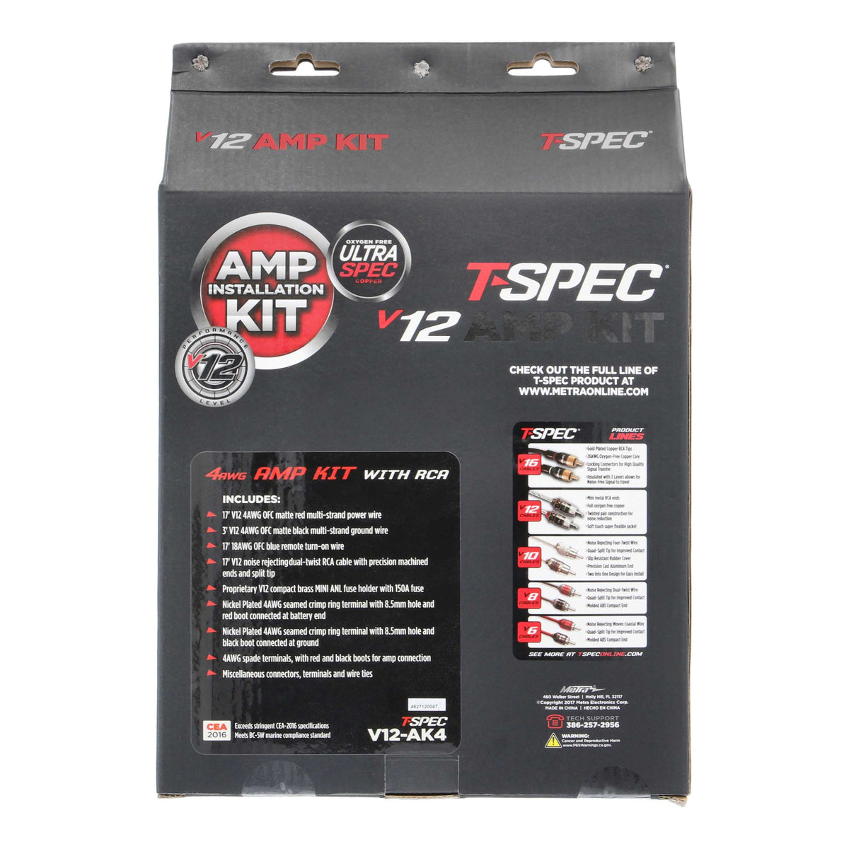 V12 Amp Kit with RCA | 4 AWG | 2400W