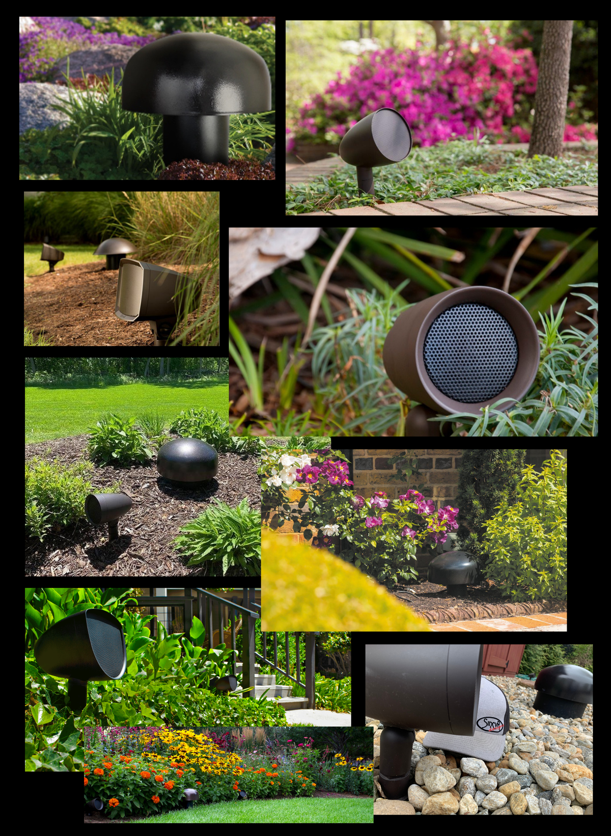 Landscape satellites and outdoor subwoofers