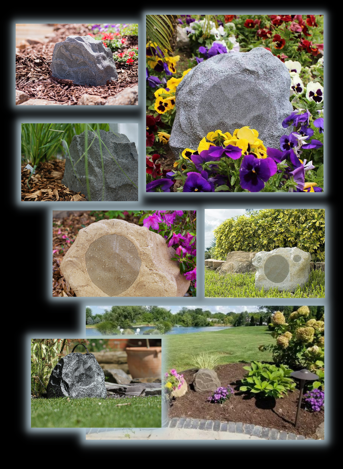 Rock speakers in natural landscapes