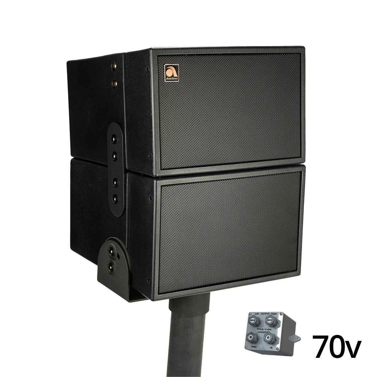 2x 6.5HD-Line Array Outdoor Landscape Spkrs 2x70v BLK w-Spik