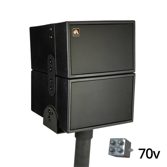 2x 6.5HD-Line Array Outdoor Landscape Spkrs 2x70v BLK w-Spik