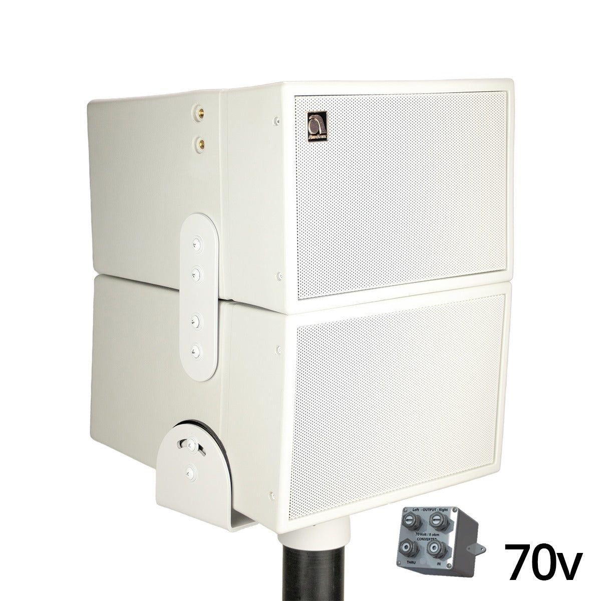 2x 6.5HD-Line Array Outdoor Landscape Spkrs 2x70v WHT w-Spik