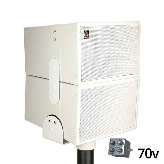 2x 6.5HD-Line Array Outdoor Landscape Spkrs 2x70v WHT w-Spik