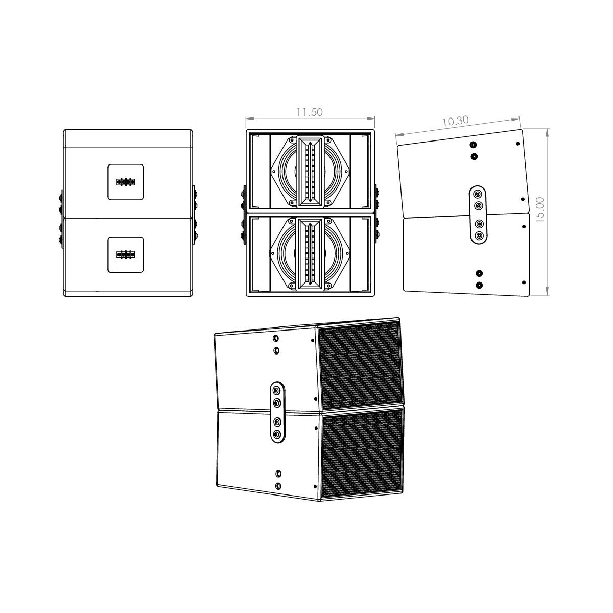 2x 6.5HD-Line Array Outdoor Landscape Spkrs 4ohm WHT w-Spike