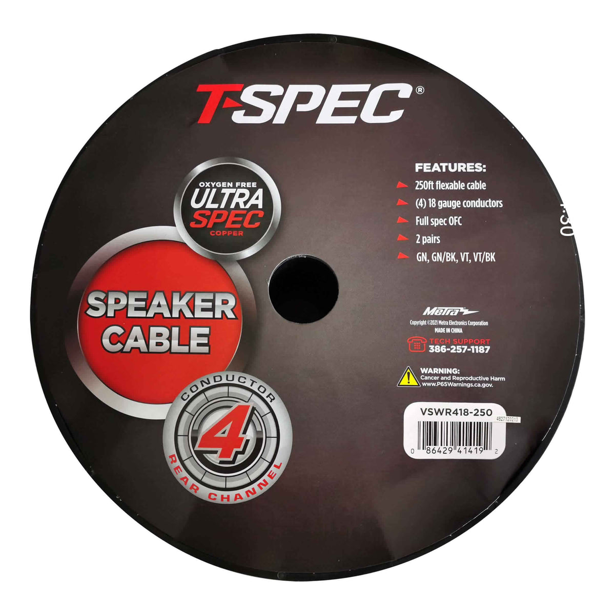 Rear Channel Speaker Cable | 4 Conductor | 18 GA | 250 ft.