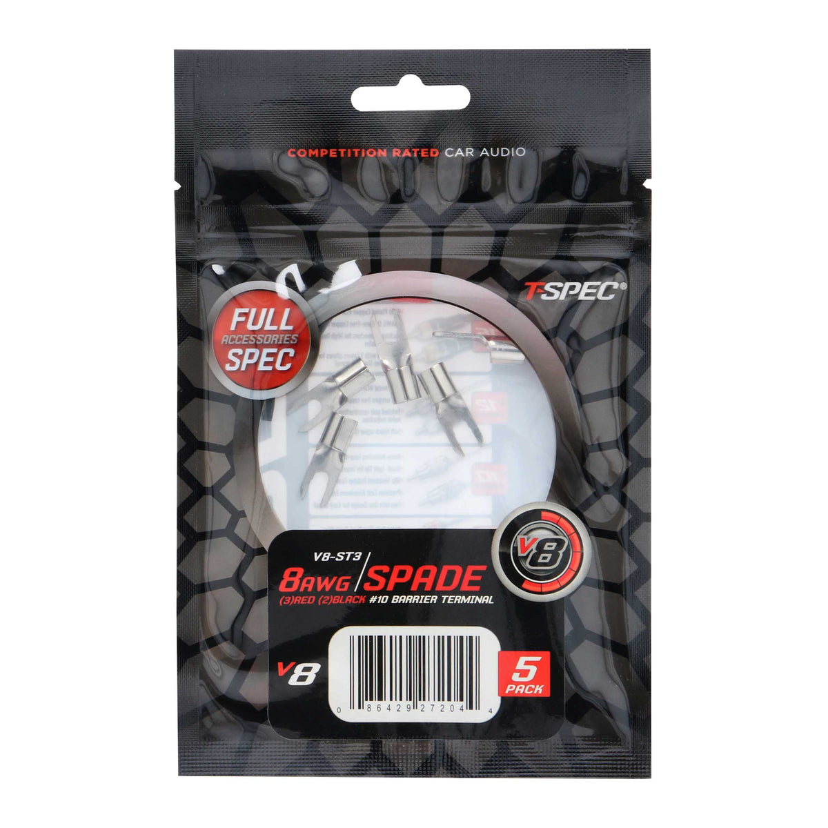 V8 Spade Terminal | 8 AWG | # 10 | 5 Pack