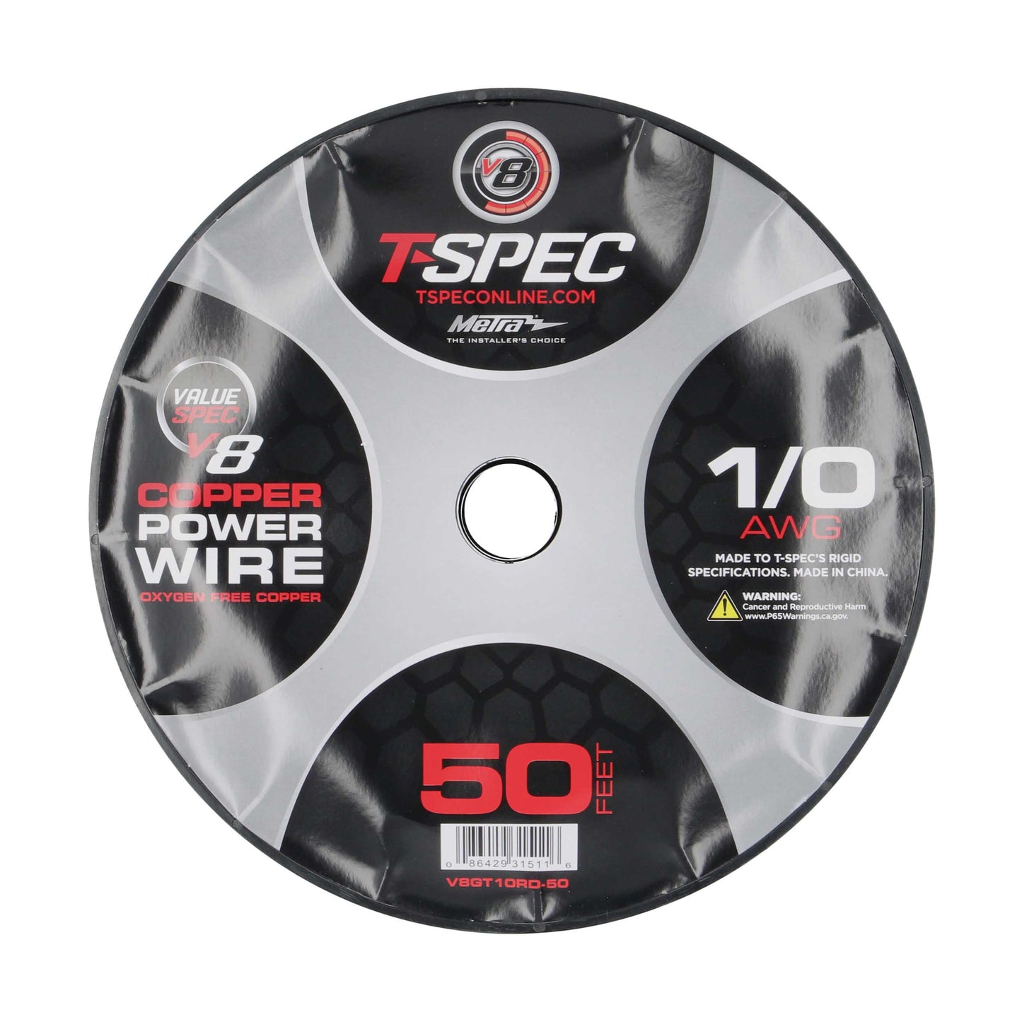 V8GT OFC Power Wire | 1/0 AWG | 50 ft. | Red