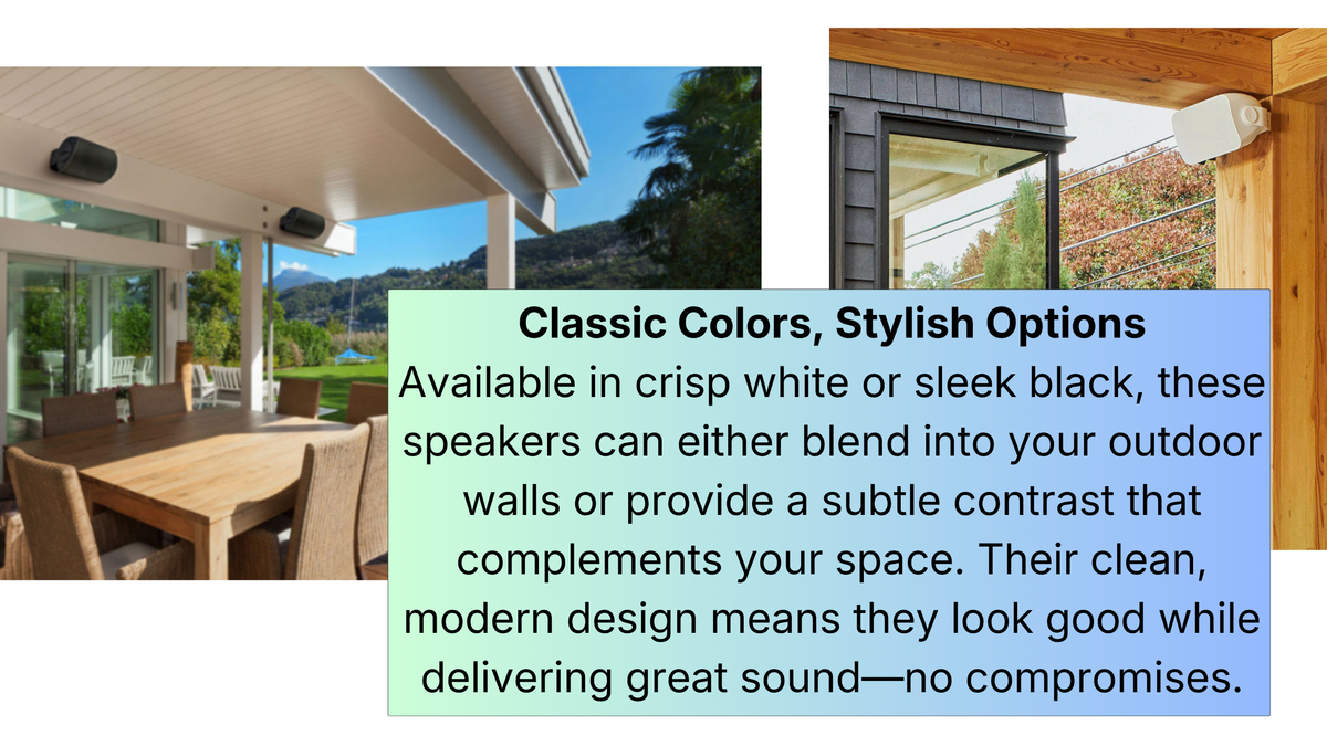 White and dark surface-mount speaker finish options