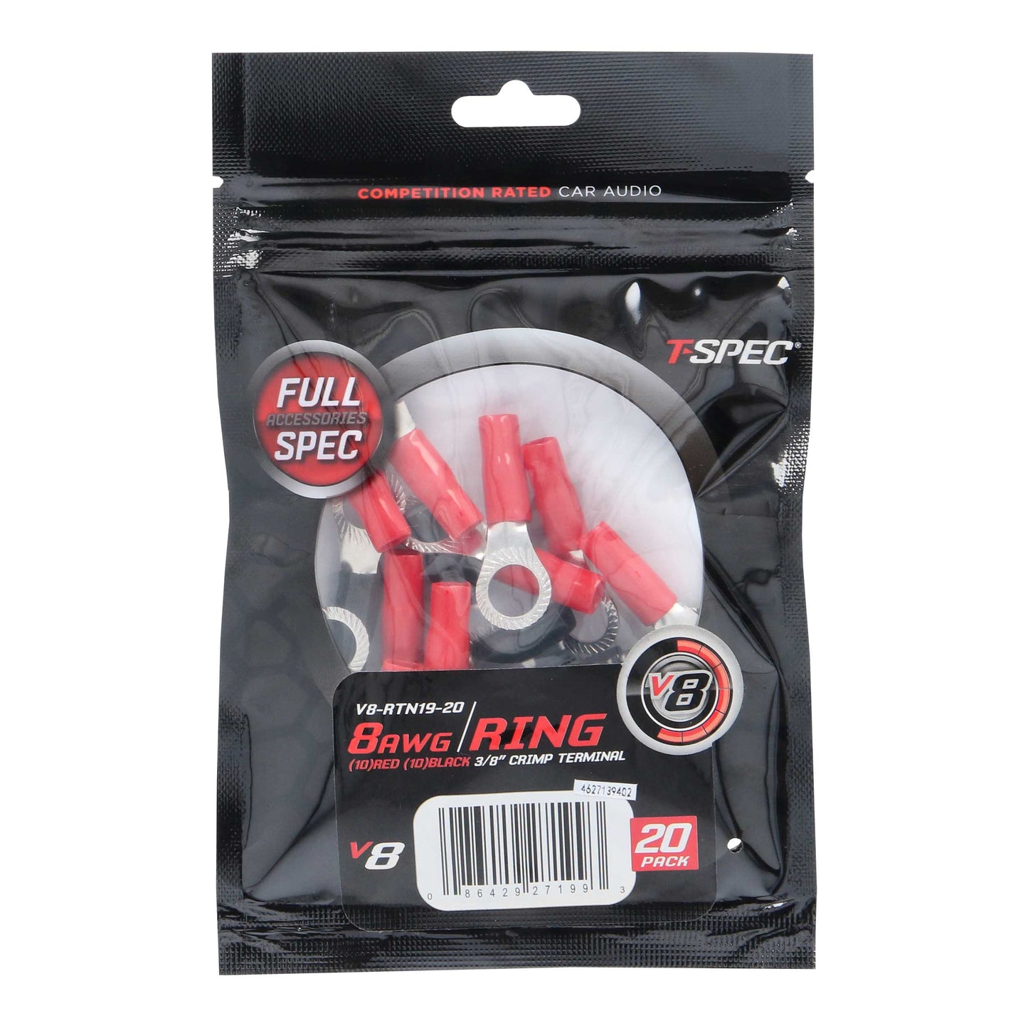 V8 Ring Terminal | 8 AWG | 3/8 in. | 20 Pack