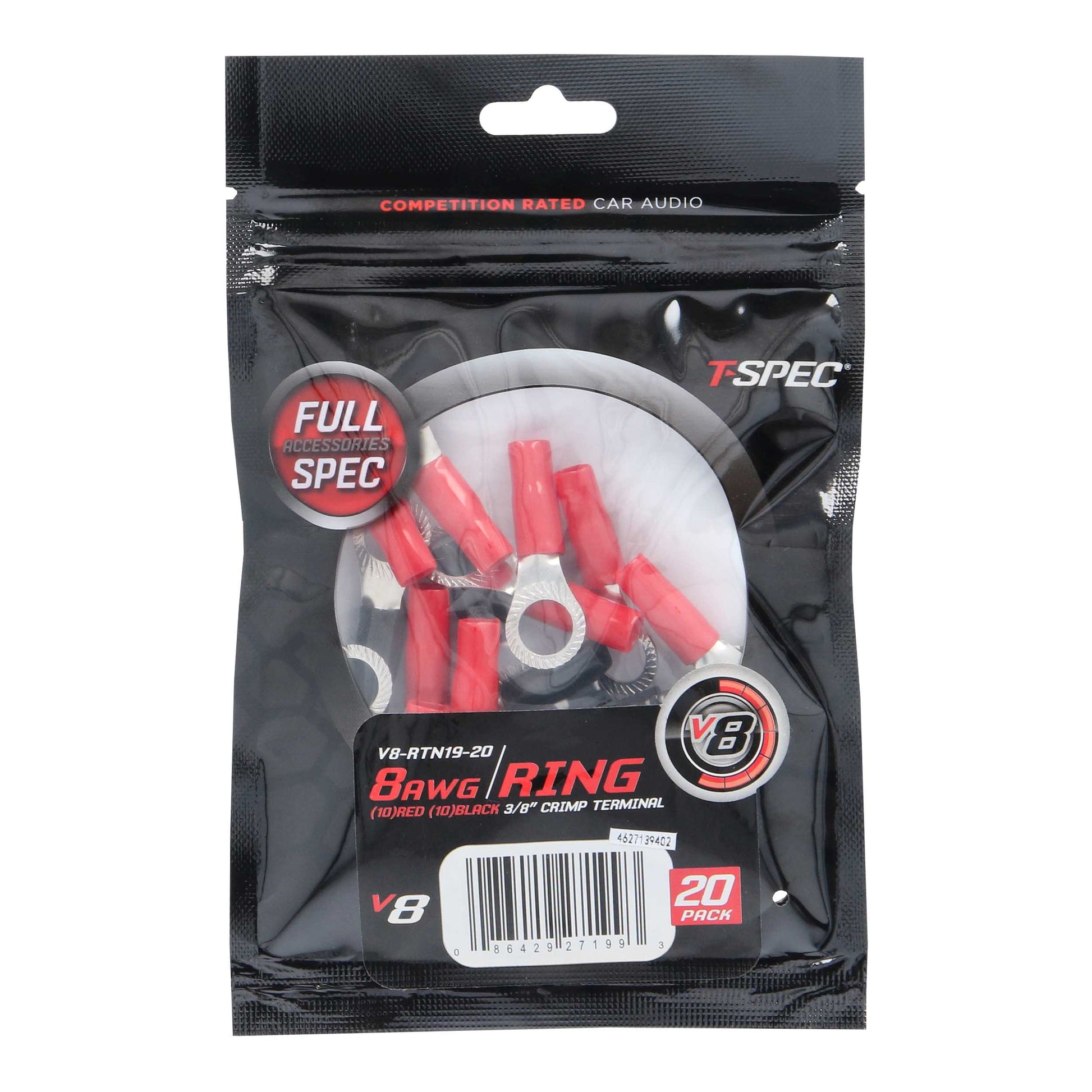 V8 Ring Terminal | 8 AWG | 3/8 in. | 20 Pack
