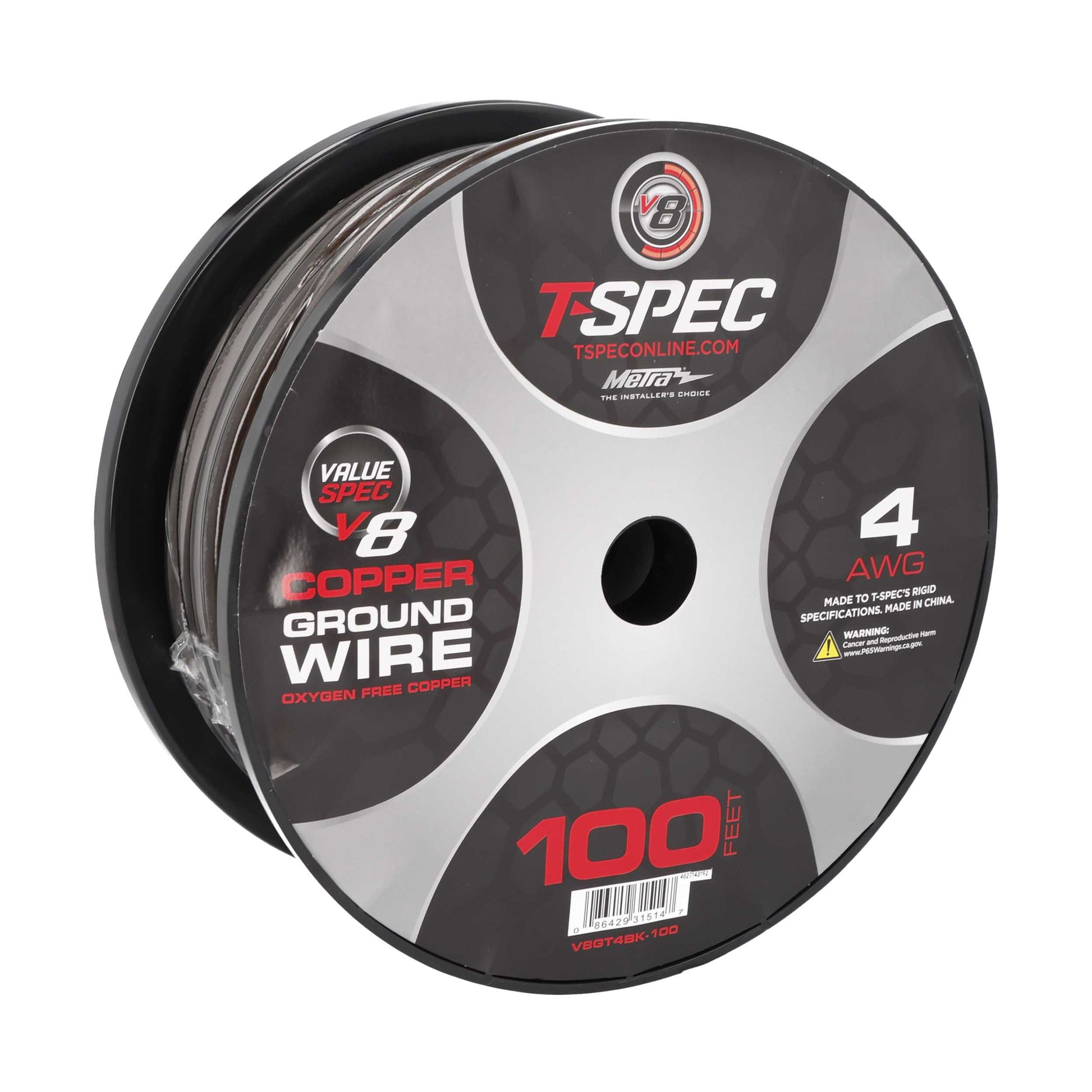 V8GT OFC Power Wire | 4 AWG | 100 ft. | Black