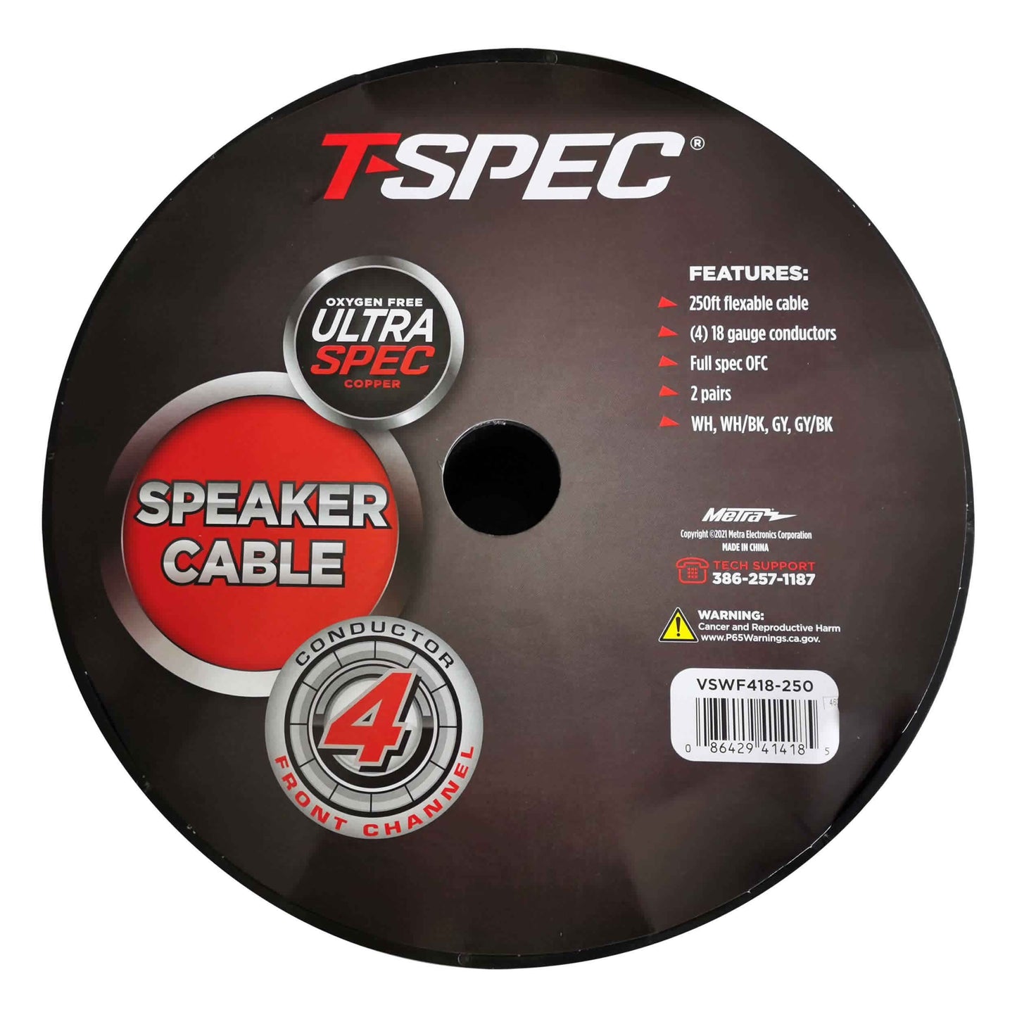 Front Channel Speaker Cable | 4 Conductor | 18 GA | 250 ft.