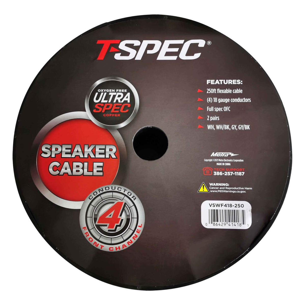 Front Channel Speaker Cable | 4 Conductor | 18 GA | 250 ft.