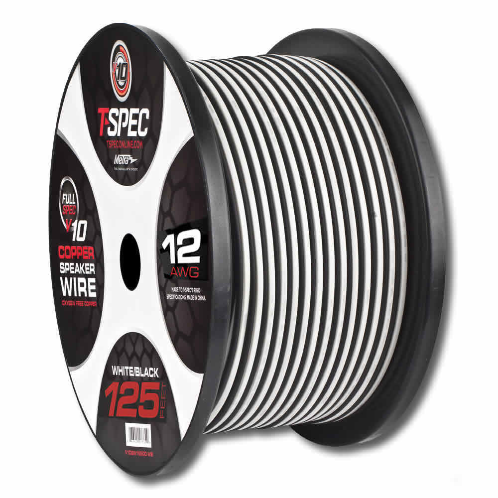 V10 OFC Speaker Wire | 12 AWG | 125 ft. | White/Black