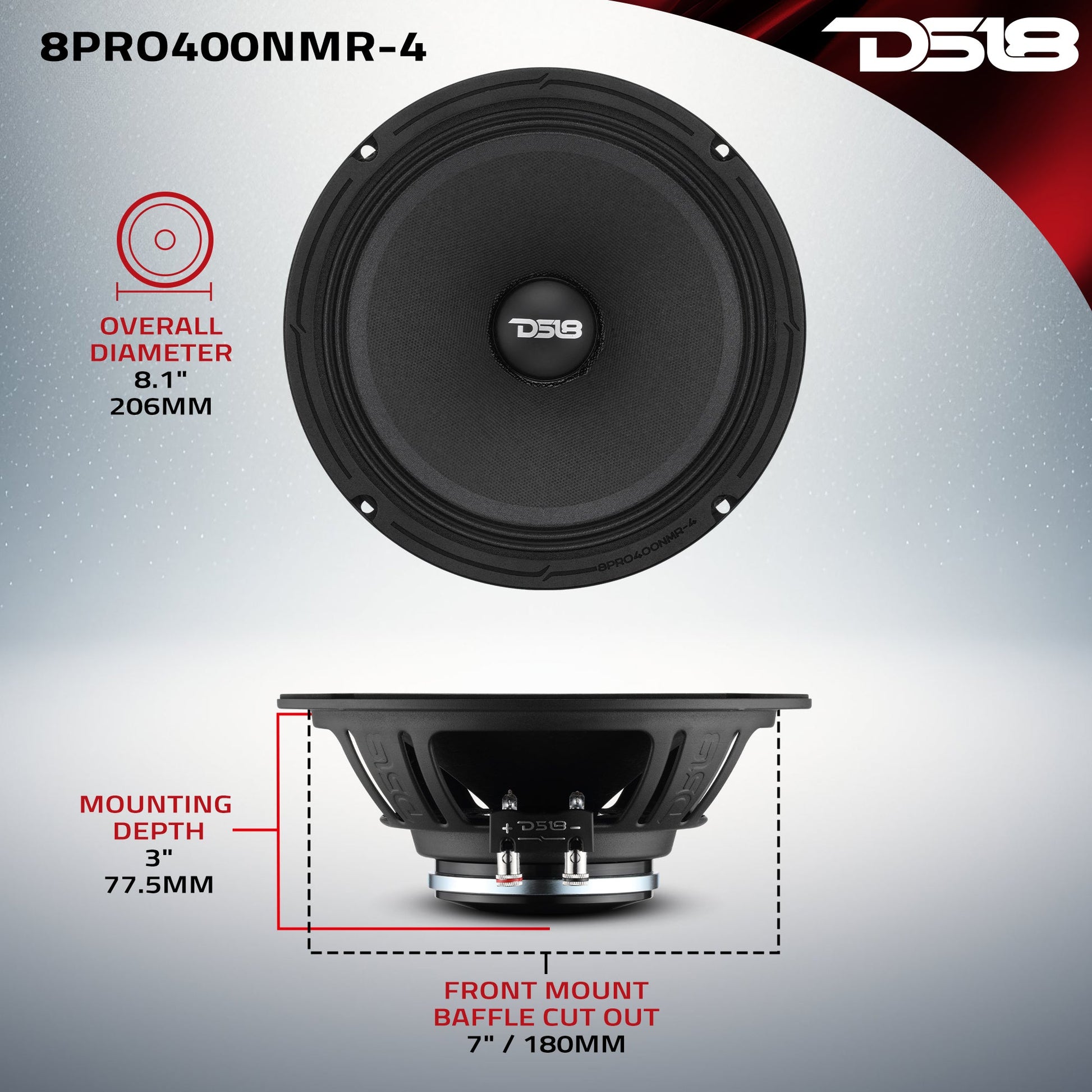 8” High-Sensitivity Professional Midrange Loudspeaker with Neodymium Magnet | 200W RMS 4-Ohm