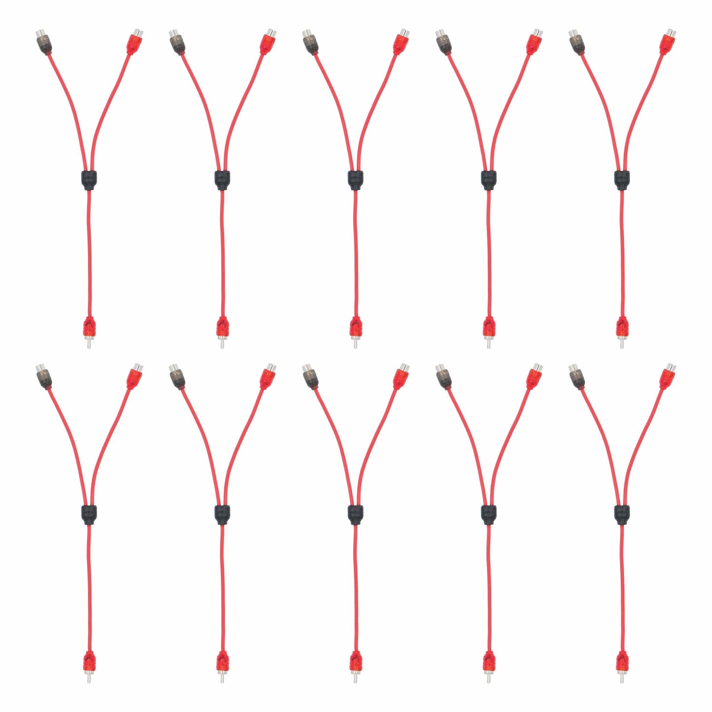 V6 1 Male to 2 Female 2-Channel RCA Y Cable | 10 in. | 10 Pack
