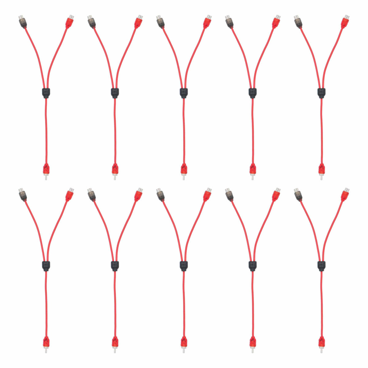 V6 1 Male to 2 Female 2-Channel RCA Y Cable | 10 in. | 10 Pack