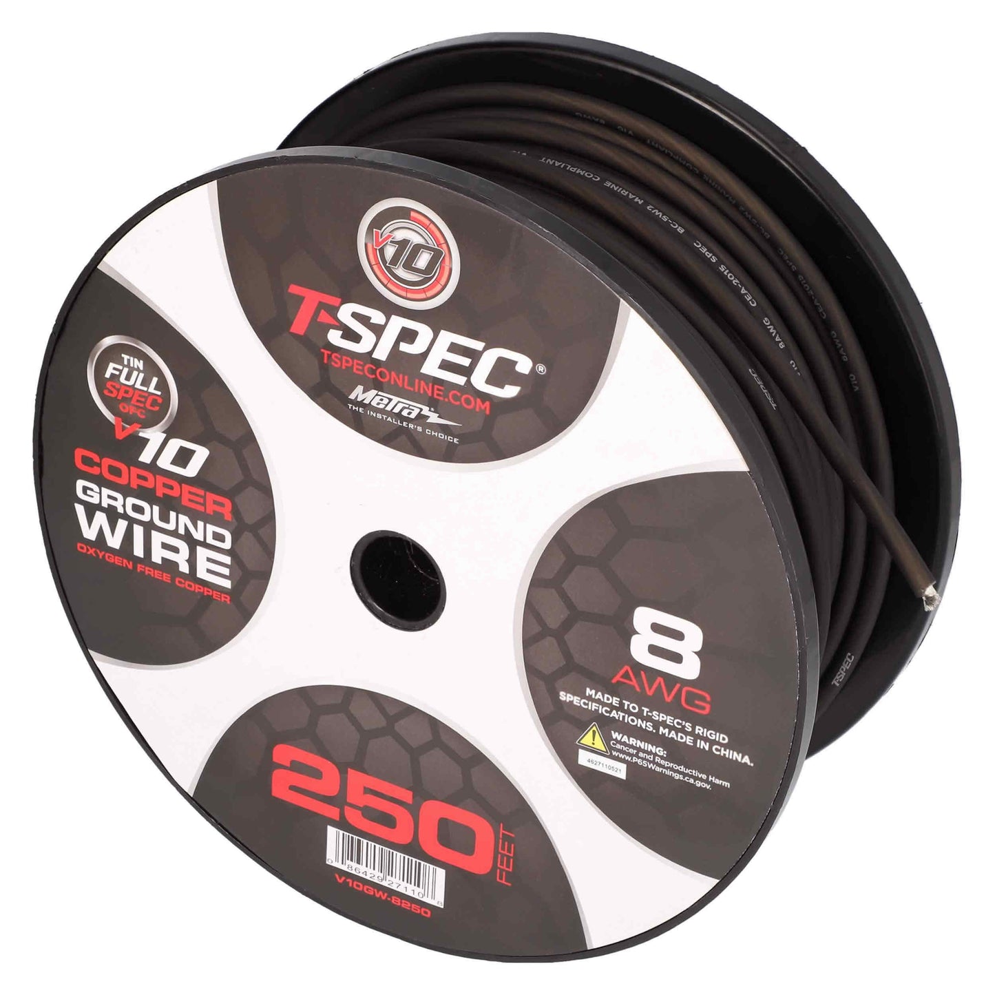 V10 OFC Tinned Ground Wire | 8 AWG | 250 ft. | Black