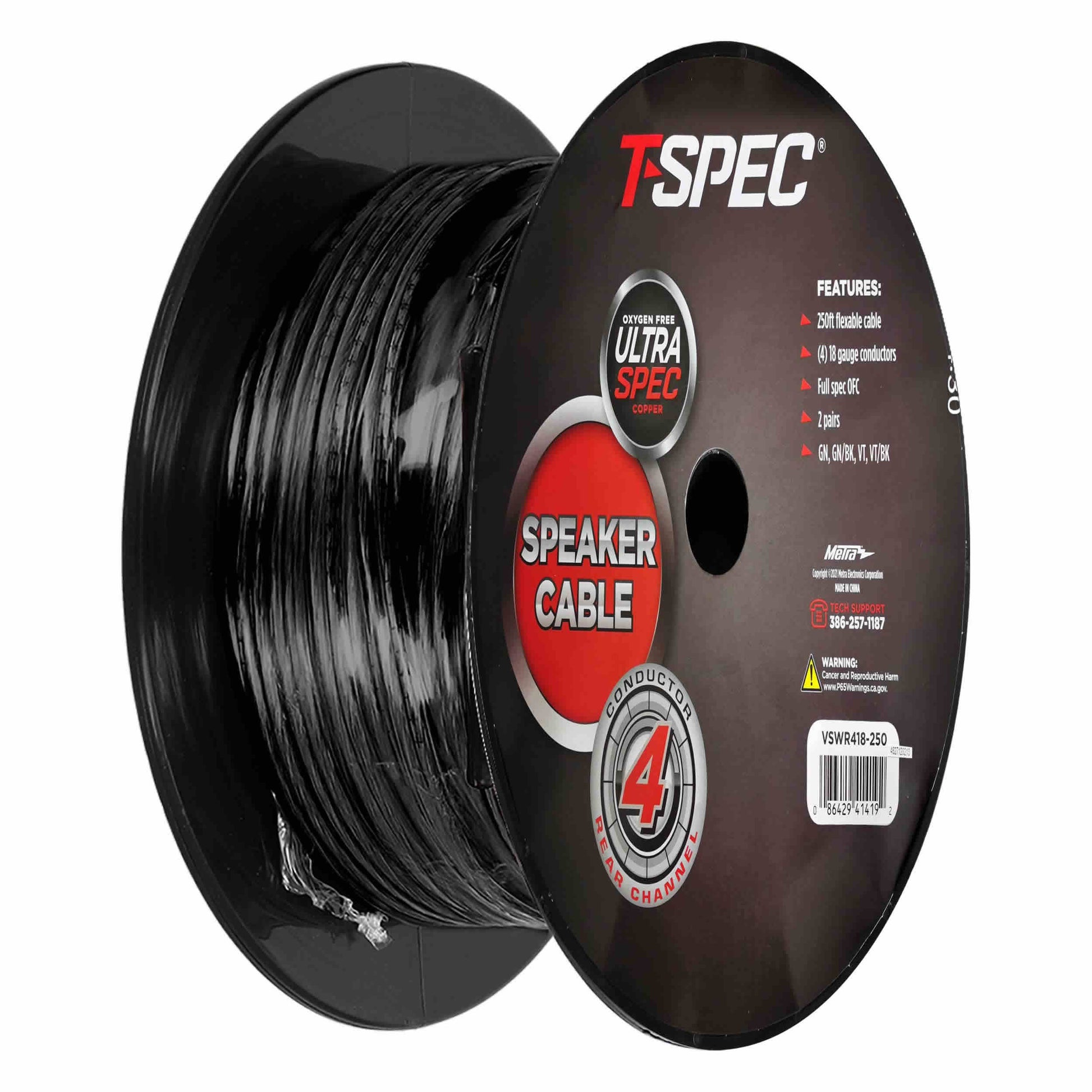 Rear Channel Speaker Cable | 4 Conductor | 18 GA | 250 ft.