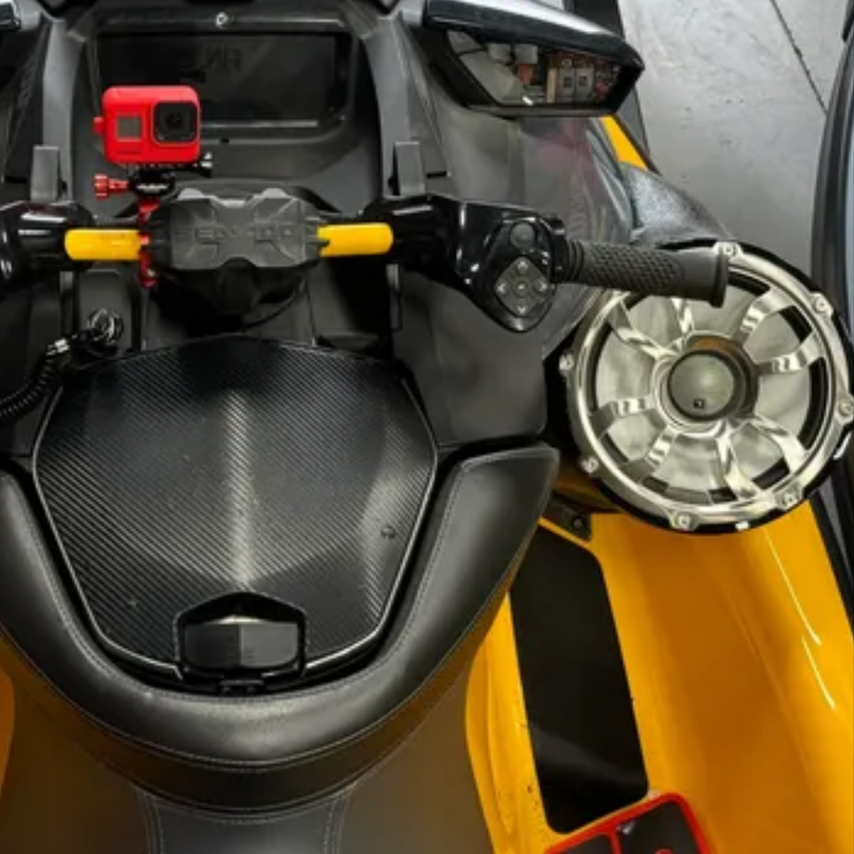 Large custom speakers installed on a Jet Ski