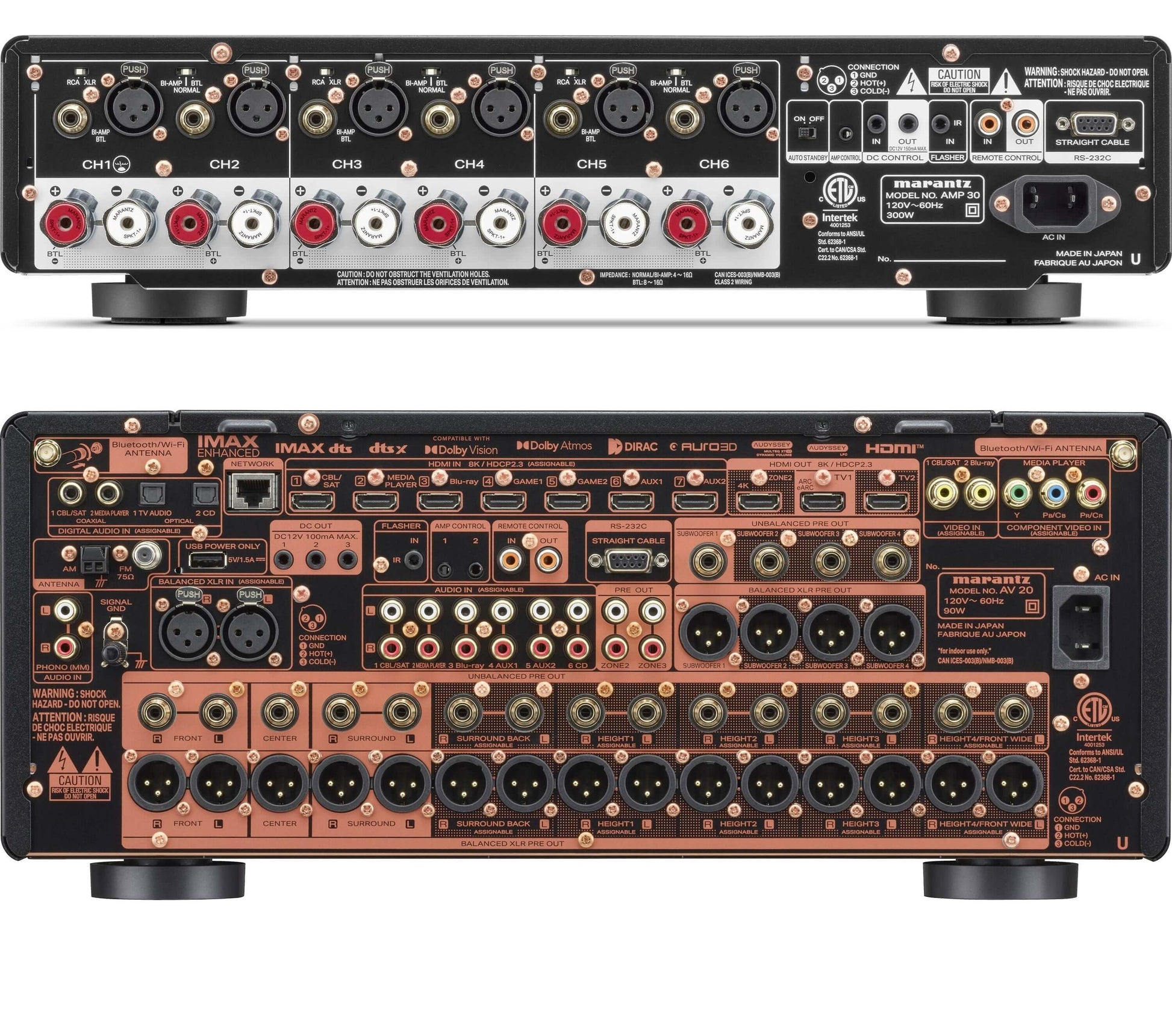 Marantz AV 20 13.4 Channel AV Preamplifier and Marantz AMP 30 6 Channel Power Amplifier Bundle